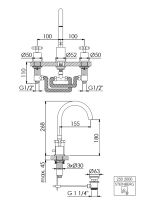 Steinberg 250 2000 3-Loch Waschtisch-Armatur; Ausladung...