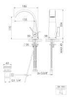 Steinberg 280 1000 Waschtisch-Einhebelmischer, Ausladung...