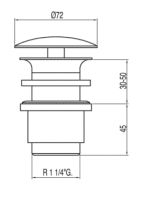 Tres Ventil f&uuml;r freies Waschbecken, &Oslash; 72 mm,...