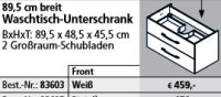 Fackelmann Waschtisch-Unterschrank wei&szlig; 89,5cm breit