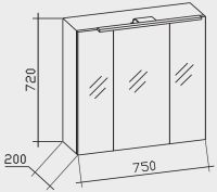 Retoure Pelipal TRENTINO 770/800 Spiegelschrank / Graphit...