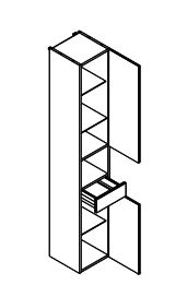 Lanzet Hochschrank mit Nische 30 cm Anschlag rechts verschiedene Farben