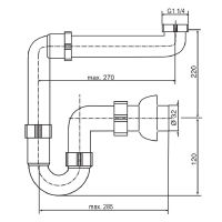 Treos Raumspar-Siphon 1 ¼" x DN 32